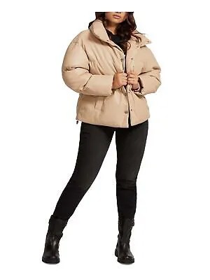 GUESS Женская бежевая куртка-пуховик с карманами и кнопками на подкладке и кулиске M