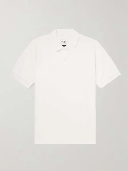 Рубашка-поло из хлопкового пике DRAKE'S, белый