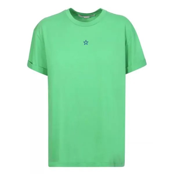 Футболка star-embroidered green cotton t-shirt Stella Mccartney, мультиколор