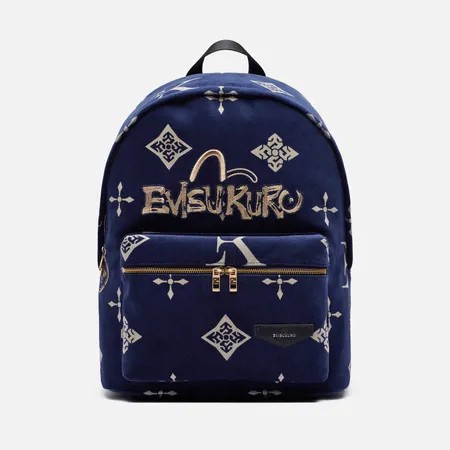 Рюкзак Evisu Evisukuro All Over Monogram Velvet, цвет синий