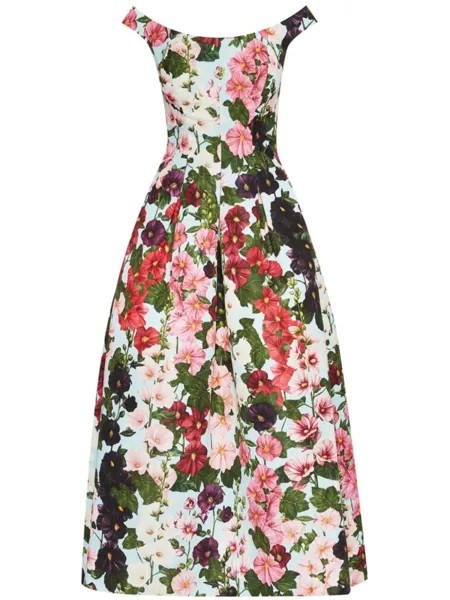 Платье с цветочным принтом Oscar de la Renta, розовый