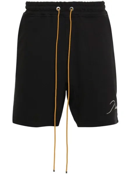 RHUDE шорты из ткани пике с вышитым логотипом, черный