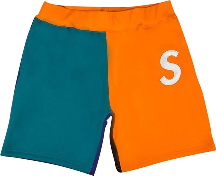 Спортивные шорты Supreme S Logo Colorblocked Sweatshort 'Orange', оранжевый