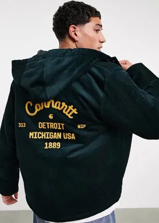 Зеленая вельветовая спортивная куртка с капюшоном Carhartt WIP Dennis-Зеленый цвет