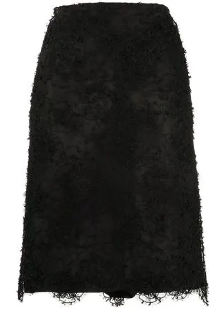 Chanel Pre-Owned кружевная юбка миди с цветочным узором