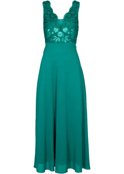 Шифоновое платье с вышивкой пайетками Bpc Selection, зеленый