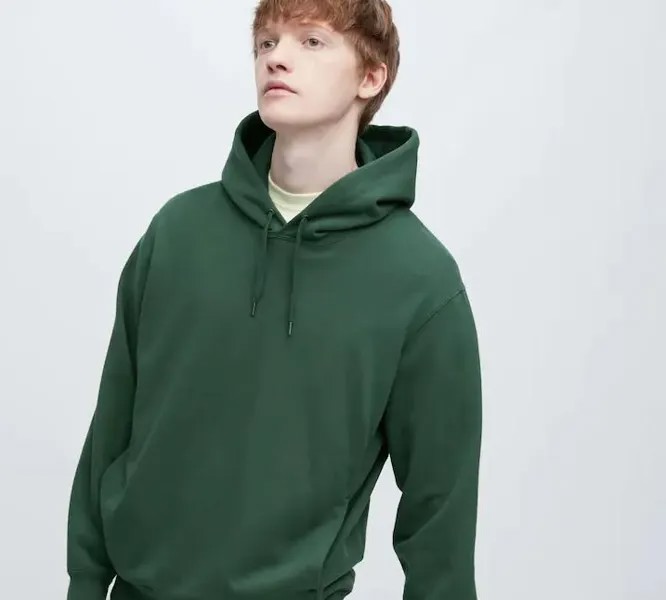 Толстовка Uniqlo Colour Block Sweat Hoodie, темно-зеленый