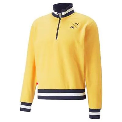 Puma Tracksmith X Fleece 14 Zip Jacket Mens Yellow Casual Athletic Outerwear 521