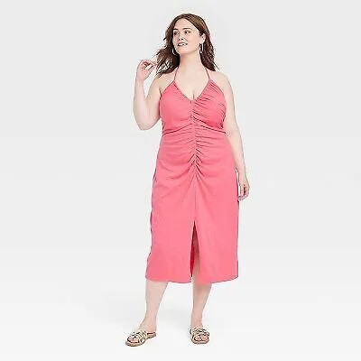Женское трикотажное облегающее платье — универсальная нить розового цвета XXL