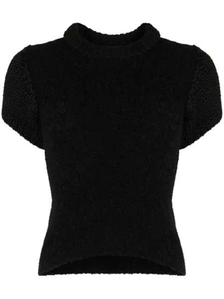 Джемпер из ткани букле с короткими рукавами Low Classic, черный