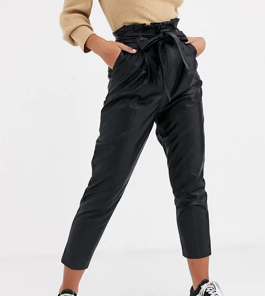 Черные брюки из искусственной кожи New Look Petite-Черный