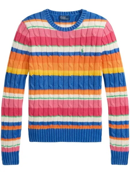 Полосатый джемпер фактурной вязки Polo Ralph Lauren, синий