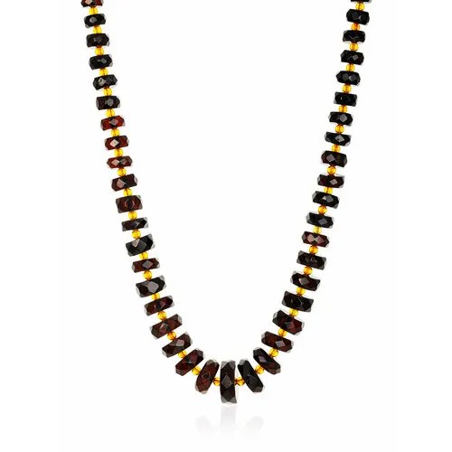 Бусы AmberHandmade, янтарь, длина 38 см, бордовый, черный
