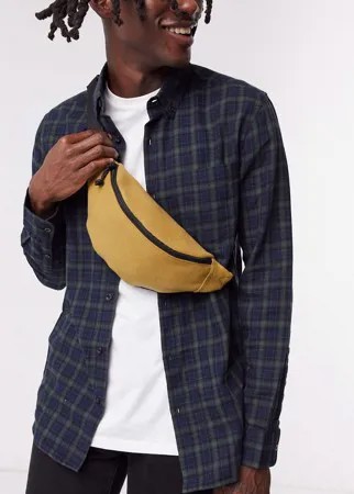 Бежевая фактурная сумка-кошелек на пояс ASOS DESIGN-Светло-коричневый