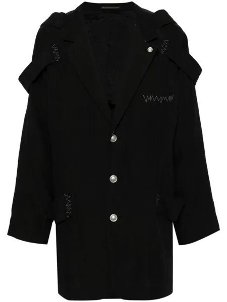 Yohji Yamamoto однобортный пиджак с контрастной строчкой, черный