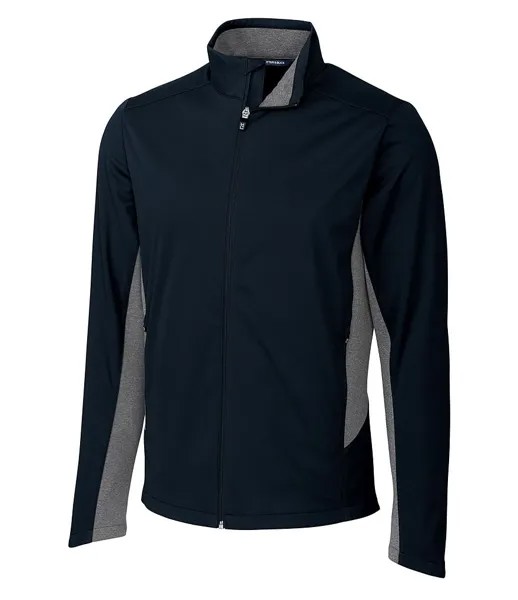 Куртка Cutter & Buck Big & Tall Navigate Softshell с молнией во всю длину, синий