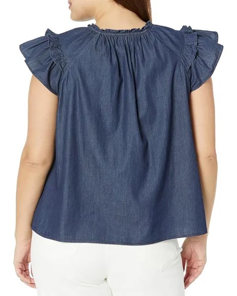 Топ Draper James Plus Size Flutter Sleeve Top, цвет Dark Wash