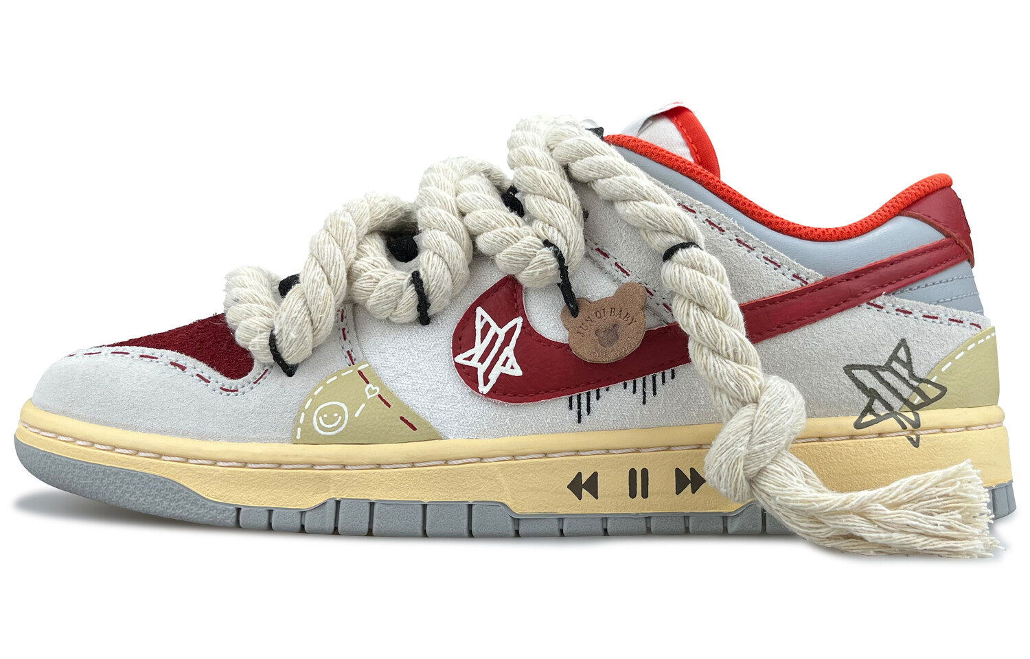 Кроссовки Nike Dunk Skateboarding Shoes Unisex Low-top Beige/Yellow/Red/Grey, бежево-красный