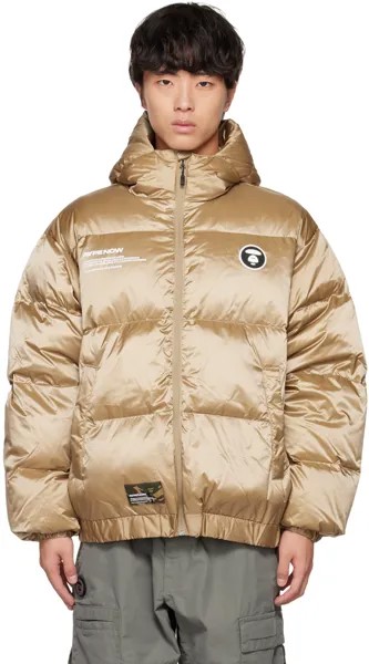 Золотой пуховик с капюшоном AAPE by A Bathing Ape