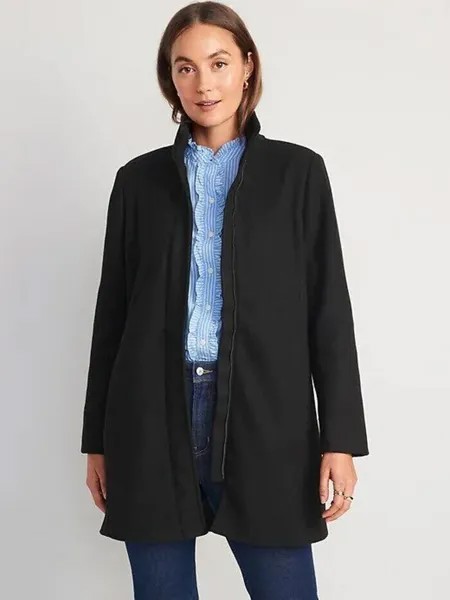 Пальто Old Navy Black с мягким начесом и воротником-воронкой, размер 3X