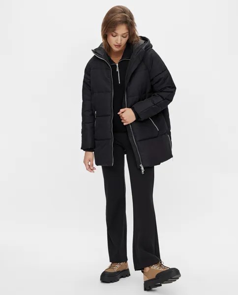 Женское короткое пуховое пальто с длинными рукавами Yas, черный