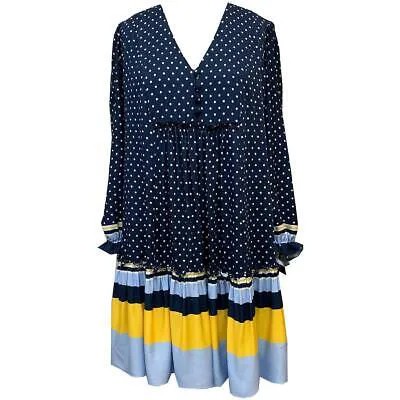 Женское многоярусное платье-миди без шнурков в темно-синюю полоску Taylor 2 BHFO 7069