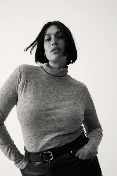Блуза с воротником-поло H&M, серый