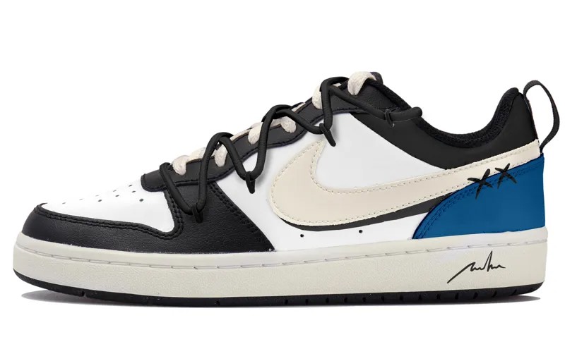 Кроссовки Nike Court Borough Skateboarding Shoes Women's Low-top White/black/purple, синий