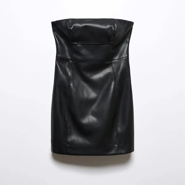 Платье Mango Bandeau Leather, черный