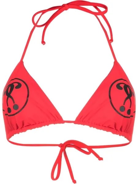 Moschino лиф бикини с логотипом, красный
