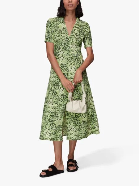 Платье миди в крапинку Whistles Rowan Hyena, зеленый