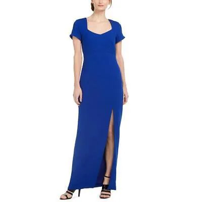 Женское синее вечернее платье с короткими рукавами и разрезом Calvin Klein 4 BHFO 5181