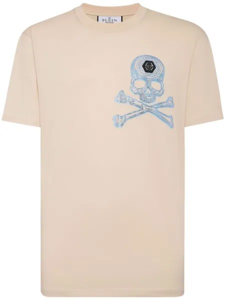 Philipp Plein футболка с декором Skull, нейтральный цвет