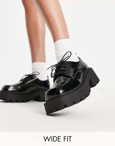 Коллекция Truffle Черные широкие туфли на массивной шнуровке и увеличенной подошве Truffle Collection