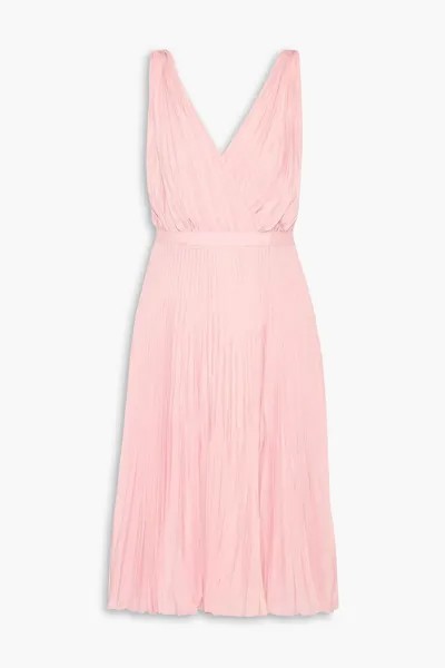 Плиссированное платье из крепдешина с запахом PRADA, розовый