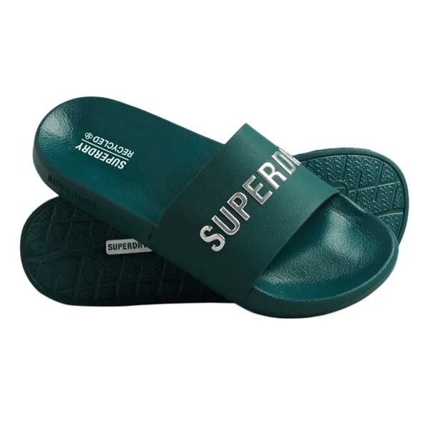 Шлепанцы Superdry Code Logo Vegan Pool, зеленый