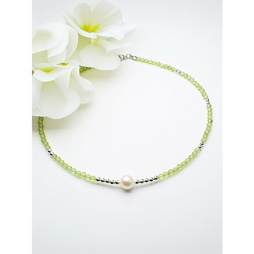 Чокер JEWELRY A VENTO, хризолит, жемчуг культивированный, гематит, длина 45 см, зелeный