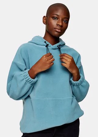 Голубой флисовый oversized-худи Topshop Tall