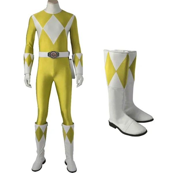 Взрослый мужской костюм на Хэллоуин Желтый рейнджер Boi Косплей Zyuranger Тигр рейнджер костюм супергероя комбинезон из спандекса на заказ