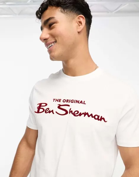 Белая футболка с короткими рукавами и логотипом Ben Sherman