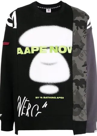 AAPE BY *A BATHING APE® толстовка с круглым вырезом и вставками