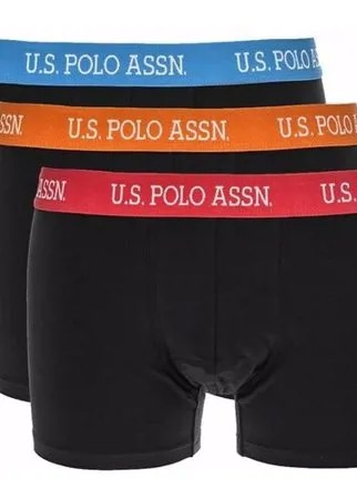 U.S. POLO ASSN. Набор трусов боксеры, профилированный гульфик, 3 шт., размер S, черный