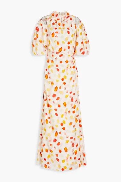 Платье макси из шелкового крепа с вырезом Archie Rachel Gilbert, цвет Off-white