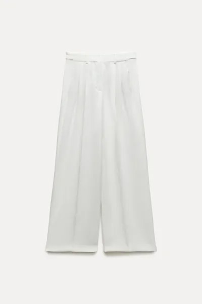 Брюки Zara ZW Collection Darted Linen, экрю