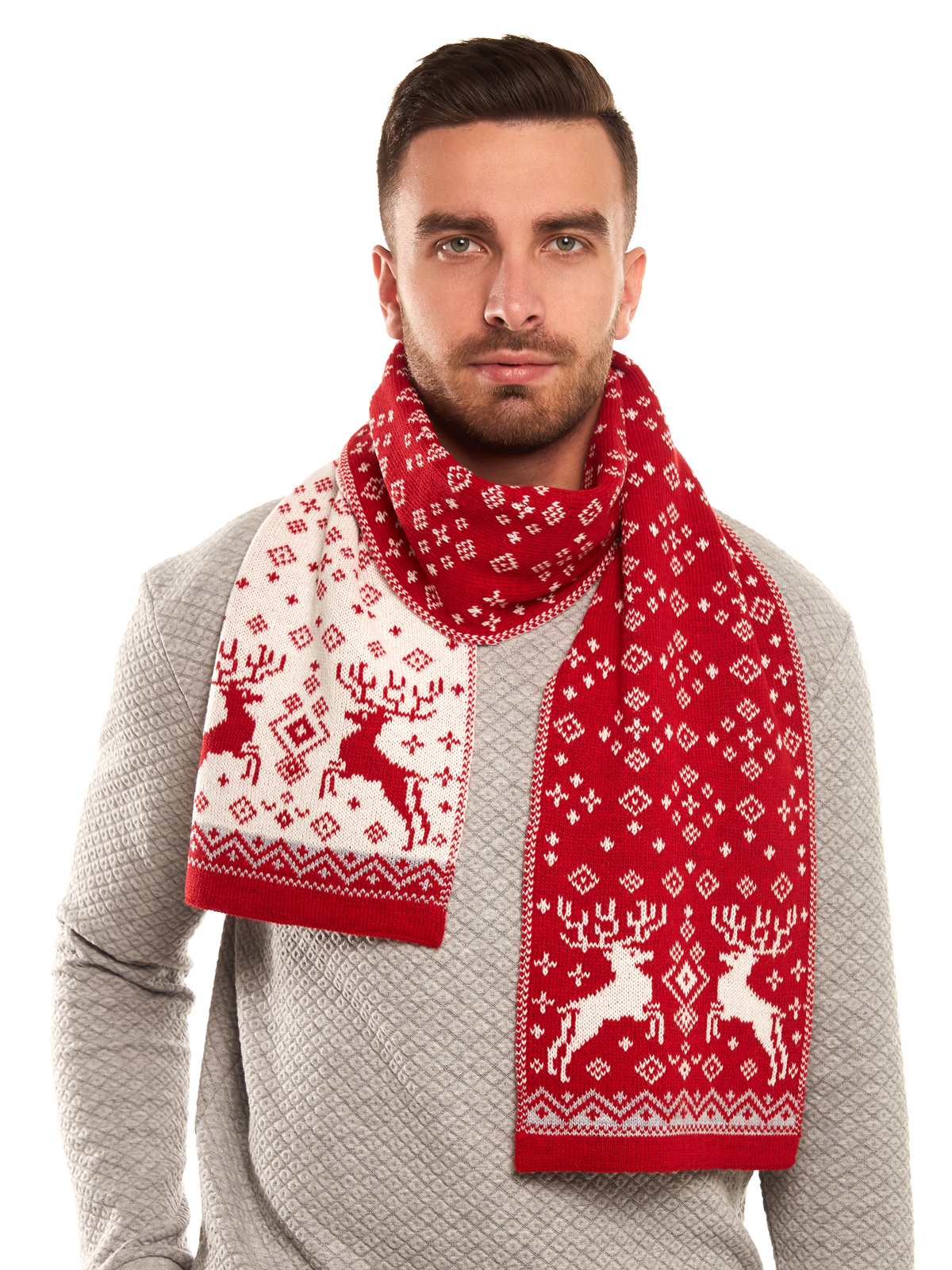 Шарф мужской Scandica Deers красный One Size
