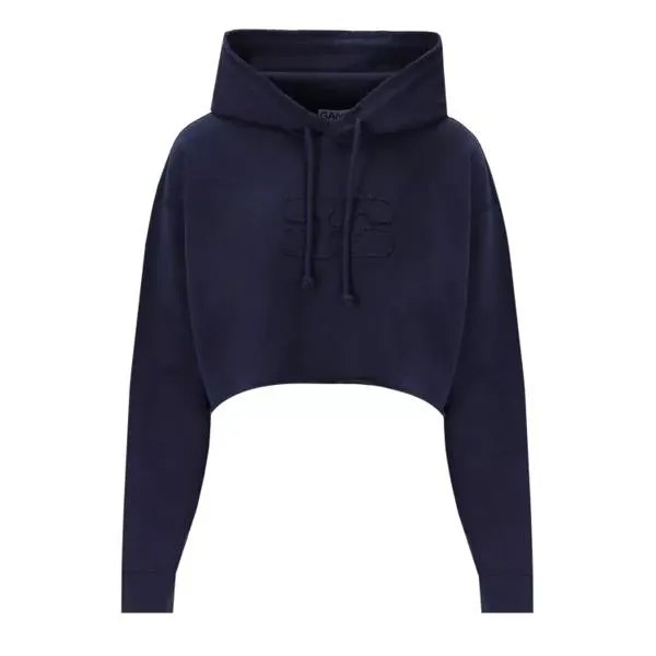 Футболка oversize cropped hoodie Ganni, синий