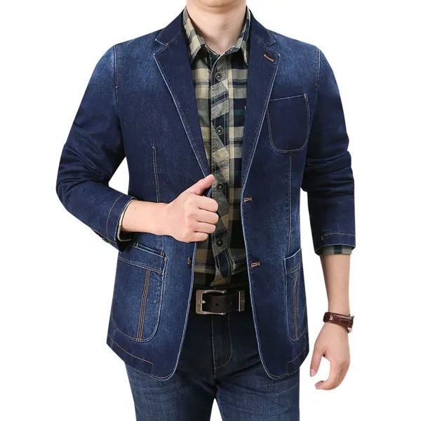 Качественный весенний 2022 новый мужской деловой Повседневный джинсовый пиджак Корейский мужской трендовый индивидуальный свободный блейзер в стиле ретро