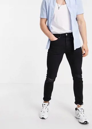 Черные зауженные джинсы со рваной отделкой New Look-Черный цвет