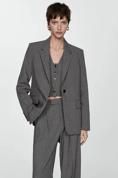 Куртка Bowery с разрезными лацканами Mango, темно-серый