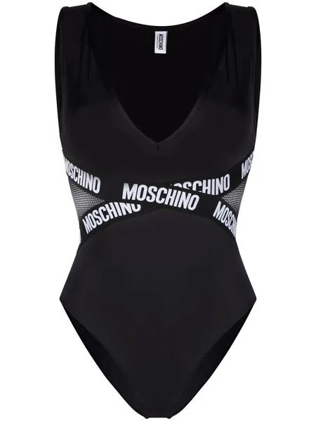 Moschino боди с сетчатой вставкой и логотипом